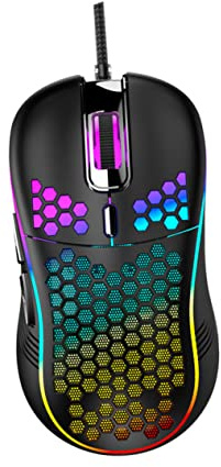 jojofuny Souris de Jeu USB Filaire D110 à Coque Alvéolée Noire | Plastique, Design Ergonomique, Lumière Colorée, Usage Maison et Bureau