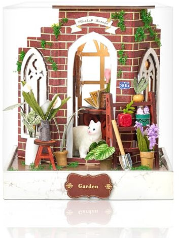 Cuteefun Kit Case in Miniatura da Costruire per Principianti, Miniature Casa delle Bambole Fai da Te con Mobili Copertura Antipolvere e Strumenti, Regali Creativi Artigianali (Giardino Romantico)