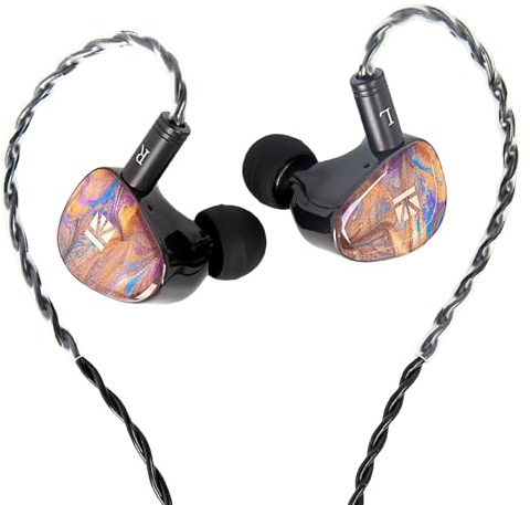 KBEAR KB02 - Auricolari in-ear con guscio in resina colorata, driver dinamico a conduzione ossea, cuffie IEM HiFi con cavo OFC 4N a 2 pin, spina da 3,5 mm, per cantanti musicisti, marrone