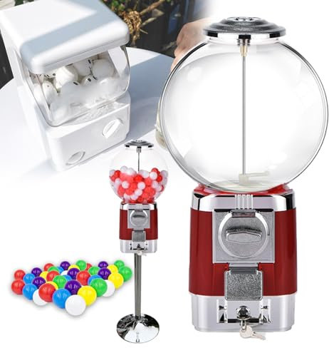 QXIWAOE Coffee Pod Holder,With Metal Stand &20 Colored Ball Shells Capsule Vending Machines,No Need To Insert Coins/240 3.2cm Capsules,Commercial Coin Gumball Machine,For Business&Home,red