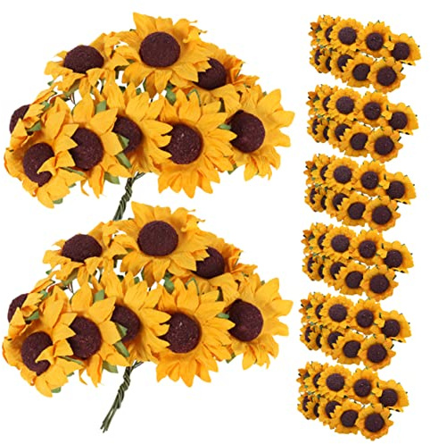 Cabilock 200stücke Künstliche Sonnenblumen Papierblumen DIY Bastelmaterial Für Hochzeit Party Und Wohnraumdekoration Lebensnahe Ornamente Für Kreative Projekte