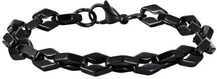Bishilin Armband Edelstahl Herren, Armbänder Männer 21CM 8.3MM Bohnenkette Partnerarmband Personalisiert Charm Armband Modern Schwarz