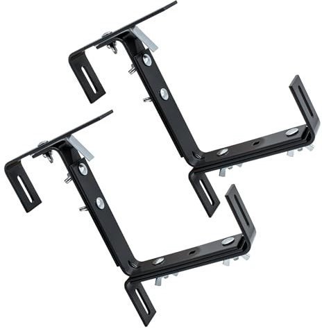 Spetebo Blumenkasten Halter Vario grau verstellbar - 2er Set - Metall Halterung für Geländer von 4-15 cm Breite - Balkongeländer Mauer Pflanzkasten Haken variabel