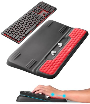 VAYDEER Poggiapolsi Tappetino Mouse per Gamer Nero-Rosso – Memory Foam Morbido, Ergonomico, Antiscivolo, Ideale per Tunnel Carpale e Ufficio