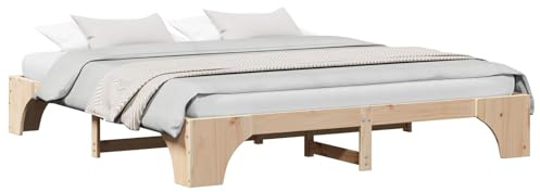 vidaXL Cadre de lit Naturel 180 x 200 cm Pin Massif, Cadre de lit en pin stylé, Design rectangulaire, mobilier Moderne, en Bois Massif, pièce Fonctionnelle pour intérieur