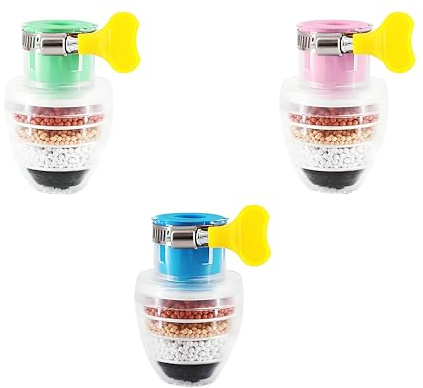 3‑Stück‑Set Aktivkohle‑Wasserfilter‑Aufsatz für Küchenwasserhähne | 3‑teiliges Aktivkohle‑Filter‑Set für Küchenhähne mit 6‑schichtiger Filtration gegen Kalk und Verunreinigungen