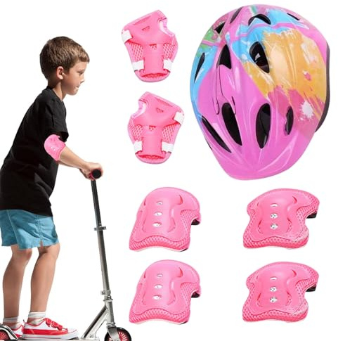 Dtaigou Casque et Genouillères | Casques, Protège-Coudes, Protège-Genoux Et Protège-Poignets pour - Équipement de Sécurité Sportive Protecteur pour Garçons et Filles