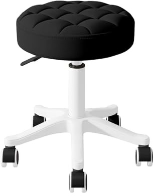 Justerbar Armstödslös Rullpall, Kompakta PU-läderfåtöljer Med 360° Vridning, Mångsidig For Salong, Kontor, Hem Och Bar(Black,Set of 4)