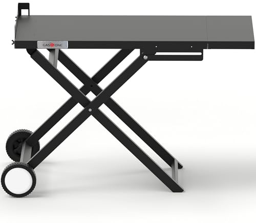 GasOne T-100F Carrello Pieghevole per Grill - Barbecue Grill Carrello Pieghevole con Ruote - Pratico e Durevole Portatile Barbecue a Gas Tavolo Esterno - Facile Montaggio