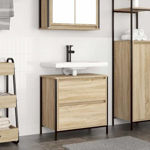 GCHDHAPB Gabinetes y almacenamiento, unidades de tocador, lavabos de baño con cajones, roble Sonoma, 60 x 34,5 x 60 cm
