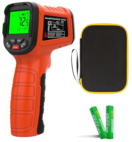 -58°F to 2732°F Infrared Thermometer Gun, Industrial 50:1 Ratio | Built for Kilns, Furnaces & Metal Processing • 13-Point Laser Guidance • MIN/MAX/AVG/DIF Analysis