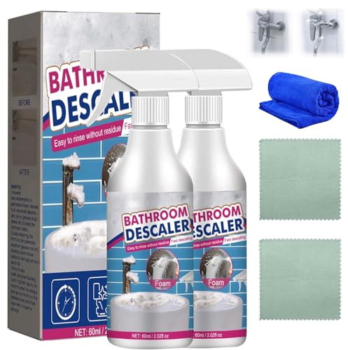 Bathroom Descaler, Bathroom Descaler Schaum, Kalkentferner Dusche Stark,Multipurpose Badreiniger Extra Stark Putzmittel für Glas Kanalisation Toiletten Für Badezimmer, Glas, Waschbecken, Wanne (2)