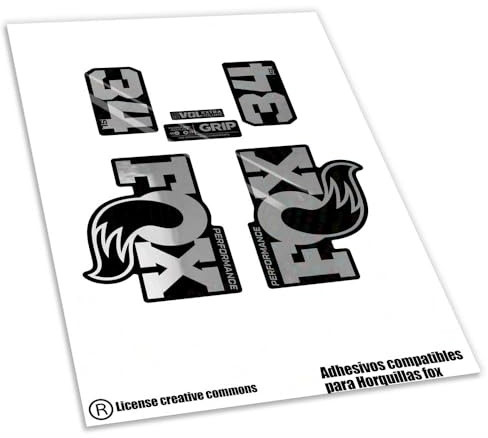REF:VP643 Autocollants compatibles avec fourche FOX- 34 SL PERFORMANCE 2026 MTB, autocollants, autocollants, vinyles pour vélos de montagne (CHROMÉ ARGENT)