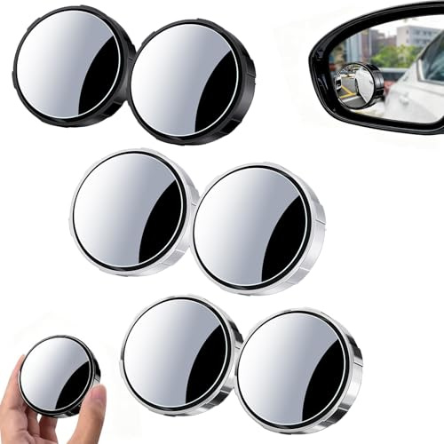 6 Stück Toter Winkel Spiegel Auto, Konvex Blind Spot, Verstellbarer HD-Glas, 360 ° Drehbarer, Runder Vakuumhaftung Toter-Winkel, Spiegel für Autos, Lkws, Suvs, Verkehrssicherheit (farbig 1)