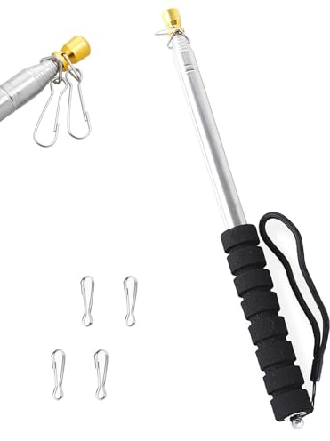 Telescopic Flag Pole with Clips Handheld Portable Extendable Flagpole Stainless Steel Retractable Banner Pole Tour Guide Flag Pole for Camping Festival Tour Guide Travelling Teaching (Black-8.2FT)