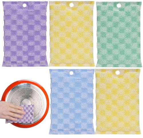 Teksome Chiffons de Vaisselle Non Rayants,Éponge en Câble Métallique,Éponge en Fibre Absorbante Réutilisable Non Abrasive Double Face - pour Cuisinière Cuisine Professionnelle Plan de Travail Évier