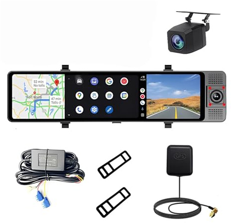 IEEDFJKK Auto Dashcam mit DVR (4+64 GB), 3 Kanälen, 12 Kameras, 1080p HD Rückspiegel, 24 Stunden Parküberwachung, 4G