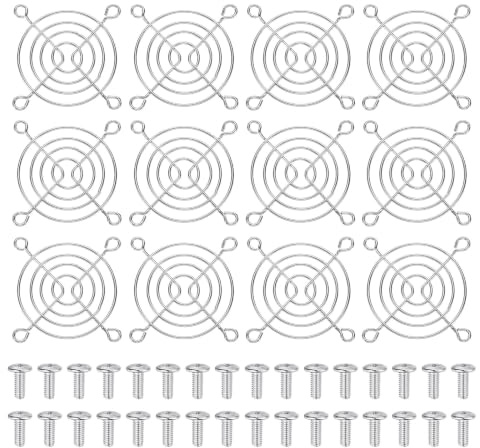 PATIKIL 60mm Fan Finger Grill, 12 Pcs Metal Ventilation Grill Guard Cover with Screws for Industry Workshop Computer Household Refrigerators Air Conditioning, Silver