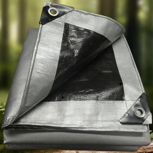 Tarpaulin Waterproof Heavy Duty 100 x 260 cm Protect From Wind and Rain Waterproof Heavy Duty Tarp with Rope for Garden Furniture and Firewood, Grey