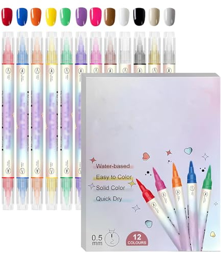 Nagellackstifte für Nägel, 12 Farben 3D Gel Nagellack Stifte Set für Kinder, Nagelstifte für Nägel Kinder Ohne UV, Schnell Trocknende Dotting Point Liner Stifte für Nagel Designing Zubehör