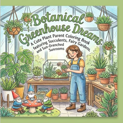 Botanical Greenhouse Dreams: A Cute Plant Parent Coloring Book featuring Succulents, Fairy Gardens, and Sun-Drenched Sunrooms