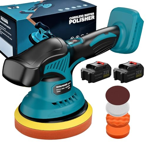 Pulidora Coche, Yofuly Pulidora de coche con batería inalámbrica de 8 velocidades variables, Compatible with Makita 21V Batteries para ceras y detalles de coche