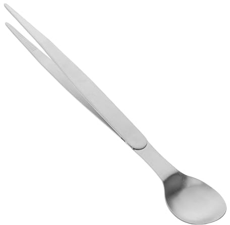 NESTINGHO Kleiner Probierlöffel aus Edelstahl 20,5cm Multifunktionaler Kompakter Löffel mit Essstäbchen und Pinzette für Küche und Restaurant