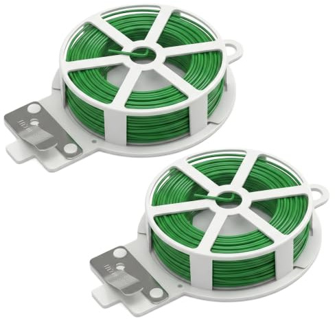 Daleweo 100 m Alambre Plastificado, Plastic Coated Wire para Jardines, Flores y Plantas Trepadoras, Flexibles Alambre Verde Jardin con Cuchilla para Un Manejo Sencillo (Verde)