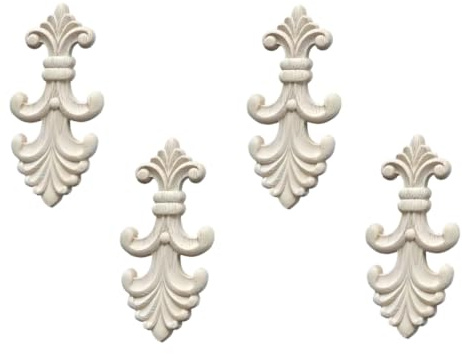 Wandornamente Holz Applique 4 Stück Geschnitzte Holzpaneele Im Europäischen Stil für Kaminverkleidungen Möbeltüren Und Wandverkleidungen 6 X 13cm