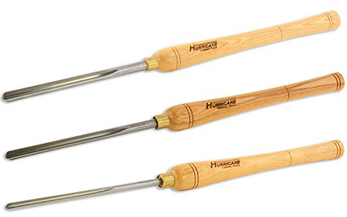 Hurricane Turning Tools, HSS, 3 Piece Bowl Gouge Set (1/4, 3/8 and 1/2 Flute), Standard Series Woodturning Tools