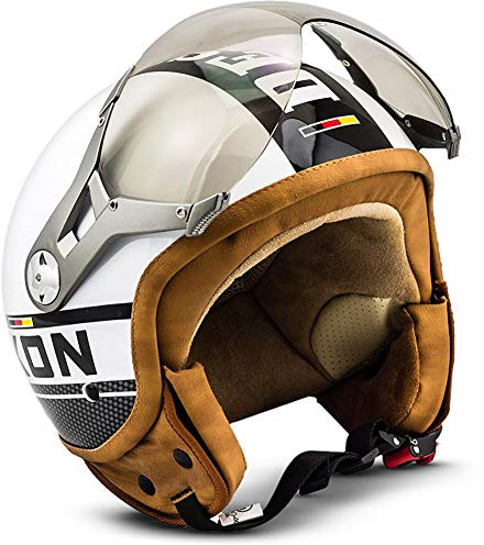 Soxon® SP-325 Plus „Black“ · Jet-Helm · Motorrad-Helm Roller-Helm Scooter-Helm Moped Mofa-Helm Chopper Retro Vespa Vintage Pilot Biker Damen · ECE 22.05 Visier Schnellverschluss Tasche XS–XL (53-62cm)