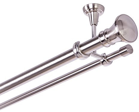 ASTA PER TENDA 25/16 mm 2 di Corsa Fissaggio a Soffitto Acciaio Inossidabile Effetto Metallo, 240 mm