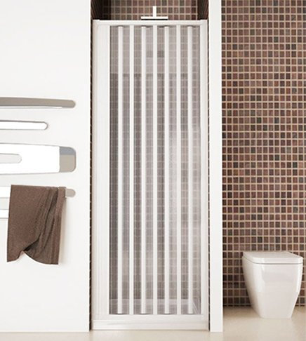 Cabina de puerta delantera de ducha, dimensiones 80 cm, cabina fuelle apertura lateral blanca.