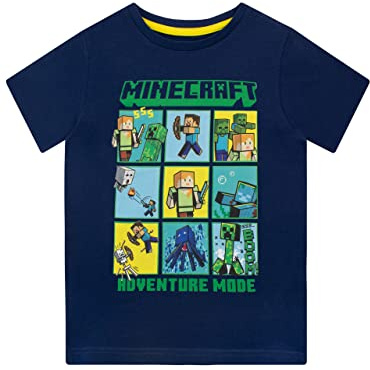Minecraft - T-Shirt - Creeper and Steve - Garçon - Bleu - 12-13 Ans