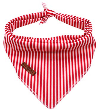 lionet paws Hunde Bandana Kopftücher Hundehalstuch Dreieckstuch, Rot&Weiß gestreift, S