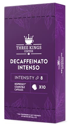 50 Pcs Three Kings Coffee Capsules Compatible with Nespresso – Decaf Coffee Pods for Nespresso Machines – Decaffeinato Intenso