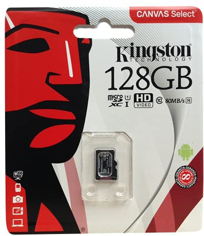 Original Kingston Technology 16GB/32GB/64GB/128GB Mini Genuine Micro SD Memory Card for Tablet, Mobile, Black (128GB)