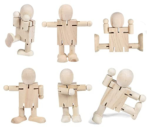 SEABABOO 6pcs Figuren Holzfiguren Holz Puppen Holzfiguren Unvollendete DIY Hochzeit für Geburtstag Peg Puppen Holz Figuren zum bemalen DIY Geburtstagsmalerei Basteln
