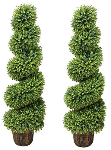 tuzhi Artificial Tree Artificial Plants Spiral 3.9ft Topiary Trees Boxwood 120cm Feaux Plants Potted Fake Plant Green Decorative Indoor Garden Outdoor 47 Inches (Color : 2 Pcs)