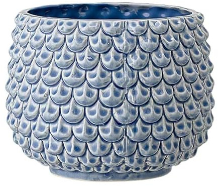 Nordring Retro Übertopf Vintage Pflanztopf für Zimmerplanzen Blumentopf Pino L (16,5 cm ø), blau, Keramik