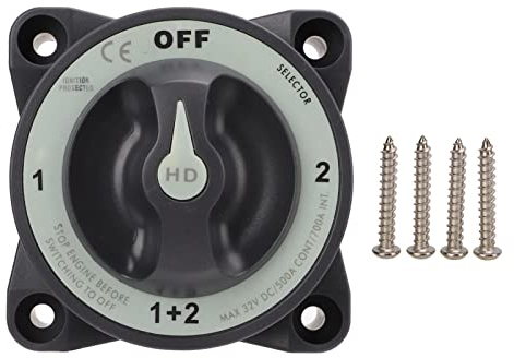 Batterieschalter Batterie Trennschalter, 500A Marine-Batterietrennschalter Hochleistungs-Batteriewahlschalter mit 4 Positionen für Wohnmobile Marine