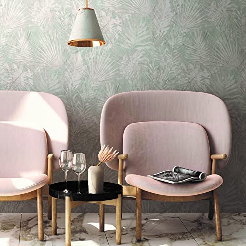 A.S. Création Dschungeltapete Grau Beige Weiß - Natural Living 386384 - Palmen-Tapete PVC-Frei - 10,05x0,53m Made in Germany
