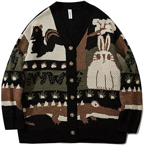 CHOUX Cardigan Vintage Maglione Oversize Nuovo Harajuku Maglione Lavorato A Maglia Pullover Hip Hop Streetwear Maglieria Allentata Top-Nero 2,XXL