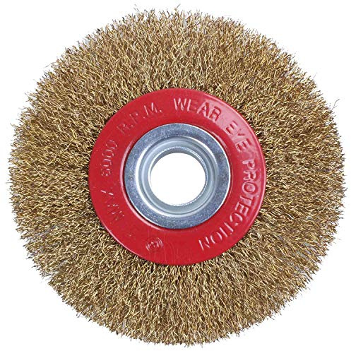Rueda de cepillo de alambre para amoladora de banco + anillos adaptadores reductores, 125 mm