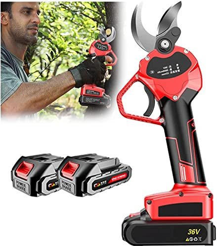 Podadora eléctrica de rama de árbol, tijeras de podar eléctricas inalámbricas de 40 mm (1,6 pulgadas) de diámetro de corte, tijeras de podar eléctricas portátiles para arbustos, árboles frutales