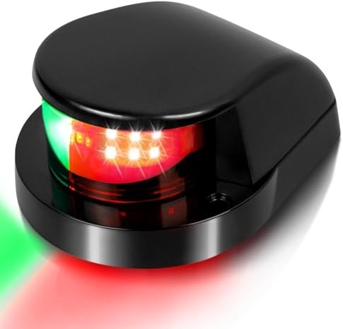 Obcursco Boat Navigation Lights, Red and Green Marine LED Bow Lights, IP67 Waterproof, Rust-Resistant, Ideal for Pontoon, Skiff, Small Boats, and Yacht(Black)