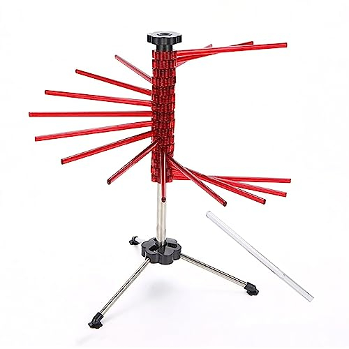 TRAGLO Asciugatrice per Pasta Asciugatrice Pieghevole per Spaghetti Fino a 2 kg Asciugatrice per Pasta Supporto per Pasta Asciugatrice per Pasta Braccia rotanti a Montaggio rapido Red