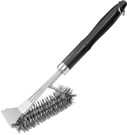 Newpop spazzola barbecue con raschietto, spazzola barbecue In acciaio inox con Isolamento Termico manico, per Barbecue Carbone, Gas e Elettrico, per Pulire Griglie, Forno da esterno, Teglie da Forno