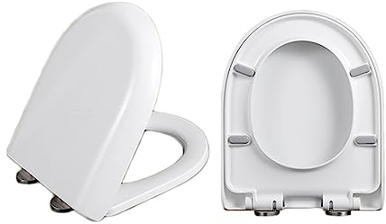 Toilettendeckel D Form, WC Sitz Mit Absenkautomatik, Klodeckel D-Form Quick Release Funktion, Einfache Reinigung, Antibakteriell Klobrille Aus UF, Verstellbaren Scharnieren,02F 36*44cm
