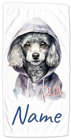 GRAZDesign Handtuch mit Hund und Namen personalisiert Pudel Poodle auf Duschtuch, Badetuch in Zwei Größen - 140x70cm